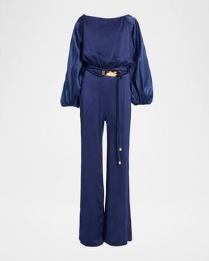Silvia Tcherassi Geraldine Satin Jumpsuit - Blue