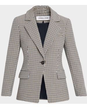 Veronica Beard Healy Houndstooth Dickey Jacket - Gray