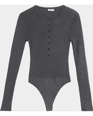 Jonathan Simkhai Susanne Silk-Cashmere Bodysuit - Gray