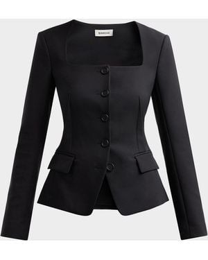 Jonathan Simkhai Marlowe Tailored Square-Neck Jacket - Black
