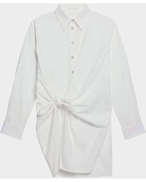 Helmut Lang Knotted Cotton Shirtdress - White