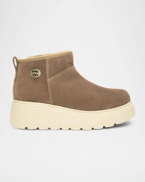 Nero Giardini 50Mm Suede Platform Ankle Booties - Natural