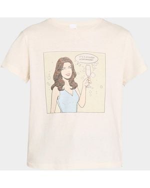 RE/DONE 5 O & Apos;Clock Graphic-Print Cotton T-Shirt - Natural