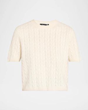 Theory Airy Wool-Cashmere Boxy Sweater - Natural
