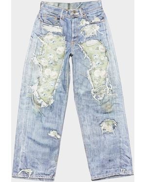 Acne Studios Apos;S Deconstructed Floral Repair Relaxed Fit Jeans - Blue