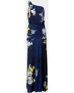 Silvia Tcherassi Antara Ruched One-Shoulder Maxi Dress - Blue