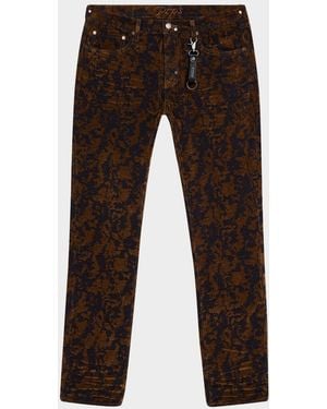 PRPS Slim-Straight Jacquard Jeans - Brown