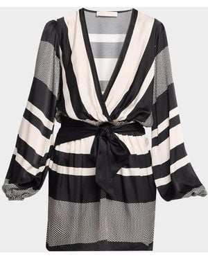 Ramy Brook Nina Striped Satin Mini Dress - Gray