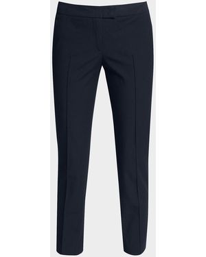 Akris Punto Frankie Straight-Leg Cotton-Stretch Cropped Pants - Blue