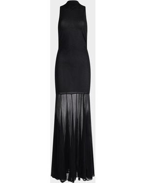 Altuzarra Alicka Turtleneck Sleeveless Sheer Maxi Dress - Black