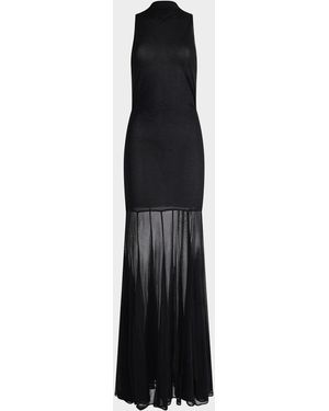 Altuzarra Alicka Turtleneck Sleeveless Sheer Maxi Dress - Black