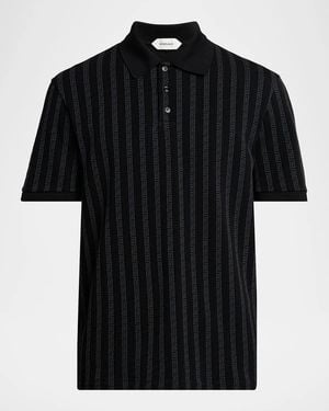 Versace Apos;S Cotton Greca-Stripe Polo Shirt - Black