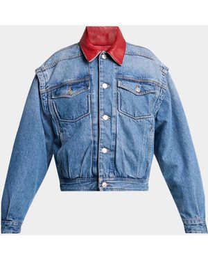 Isabel Marant Devyn Reversible Leather & Denim Jacket - Blue