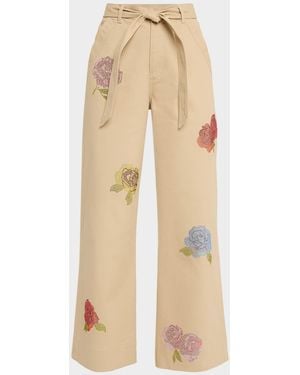 Cinq À Sept Mylah Heatset Roses Pants - Natural