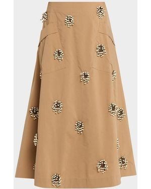 JBQ Alice Embellished Midi Skirt - Natural