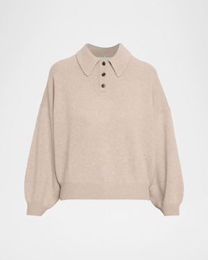 Lisa Yang Etta Cashmere Polo Sweater - Natural
