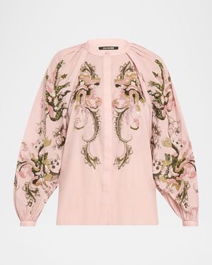 Kobi Halperin Heidi Sequin Floral-Print Blouse - Pink