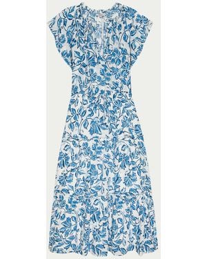 Rails Juni V-Neck Linen Midi Dress - Blue