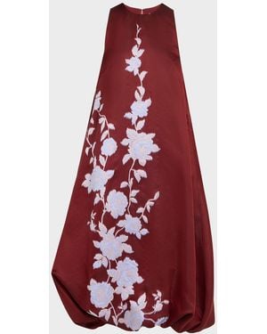 Lela Rose Rose Fil Coupe Sleeveless Midi Bubble Dress - Red