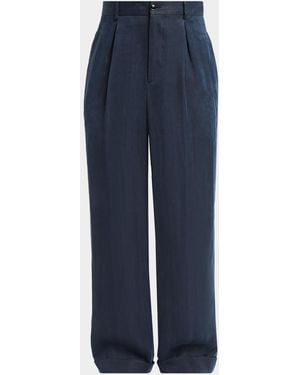 Giorgio Armani Apos;S Pleated-Front Virgin Wool Pants - Blue