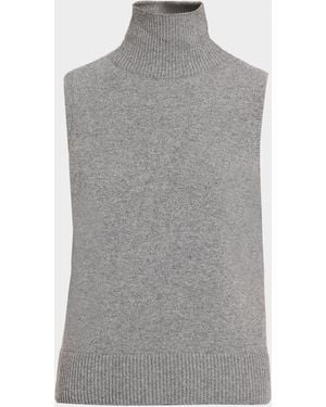 Brandon Maxwell Bruno Turtleneck Sleeveless Sweater - Gray