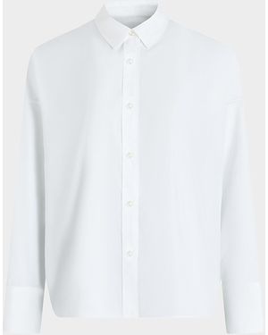 Callas Milano Sirene Poplin Silk Scarf-Back Shirt - White