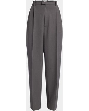 Bottega Veneta Tapered Wool Stretch Tricotine Pants - Gray