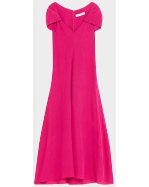 Prabal Gurung Twisted Cap-Sleeve A-Line Midi Dress - Pink