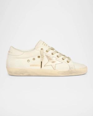 Golden Goose Super-Star Leather Low-Top Sneakers - Natural
