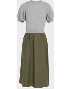 Tanya Taylor Shayna Combo Midi Dress - Green