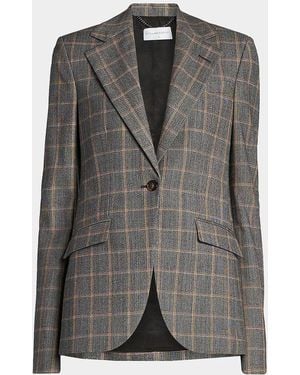 Stella McCartney Slim Checked Single-Breasted Blazer Jacket - Black