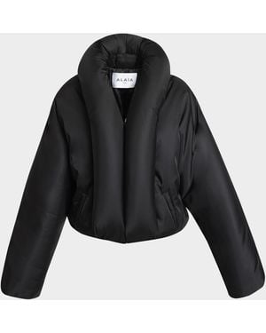 Alaïa Taffeta Padded Bomber Jacket - Black