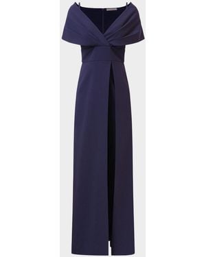 Kay Unger Irelyn Off-Shoulder Crepe Walk Thru Jumpsuit - Blue