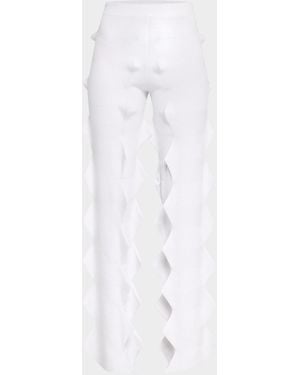 Missoni Pointed Knit Straight-Leg Pull-On Pants - White