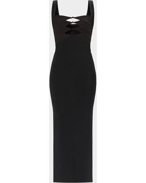 Hervé Léger The Alessia Cutout Bodycon Ankle Gown - Black