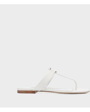 Manolo Blahnik Mionasan Leather Thong Sandals - White