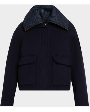Brunello Cucinelli Couture Wool Coat With Detachable Padding - Blue