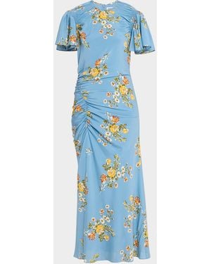 Veronica Beard Huntleigh Floral Midi Dress - Blue