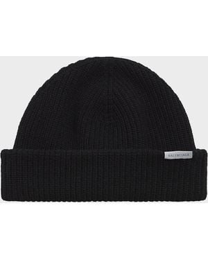 Balenciaga Logo Wool Beanie - Black