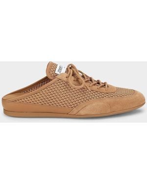 Jimmy Choo Sunny Woven Mixed Leather Sneaker Mules - Brown