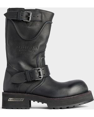 Balenciaga Apos;S Venom Leather Combat Boots - Black