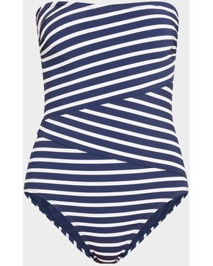 Tommy Bahama Coastline Stripe Bandeau One-Piece Swimsuit - Blue