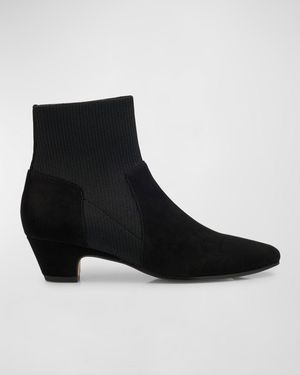 Eileen Fisher Nubuck Suede Zip Ankle Booties in Black Lyst