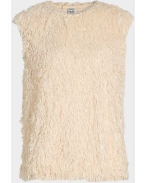 TOTEME Feathered Jersey Sleeveless Top - Natural