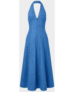 Nicholas Elsa Halter Denim Maxi Dress - Blue