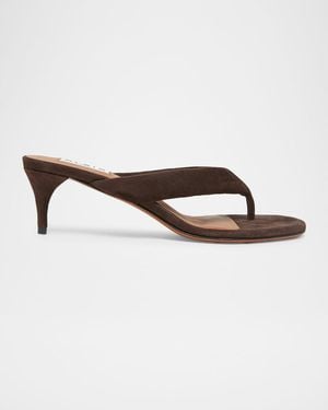 Alaïa 55Mm Padded Suede Thong Sandals - Brown