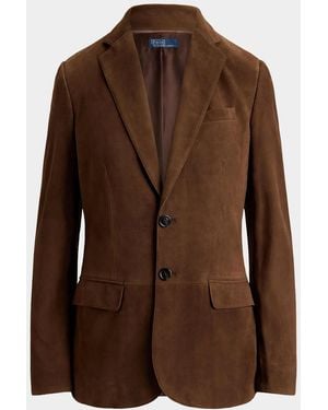 Polo Ralph Lauren Single-Breasted Suede Blazer - Brown