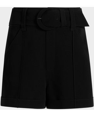 Cinq À Sept Aldi Belted High-Rise Stitched Shorts - Natural