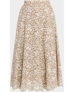Michael Kors Rope Soutache Lace Midi Skirt - Natural