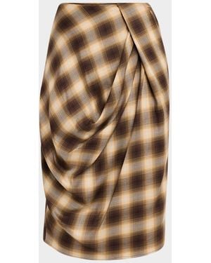 Co. Draped Check Skirt - Natural